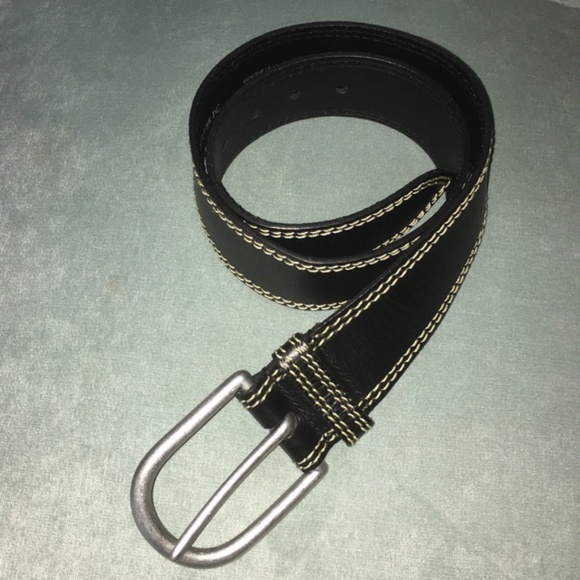 thick black belt with silver holes